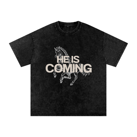 He is Coming - Acid Wash Oversize T-Shirt