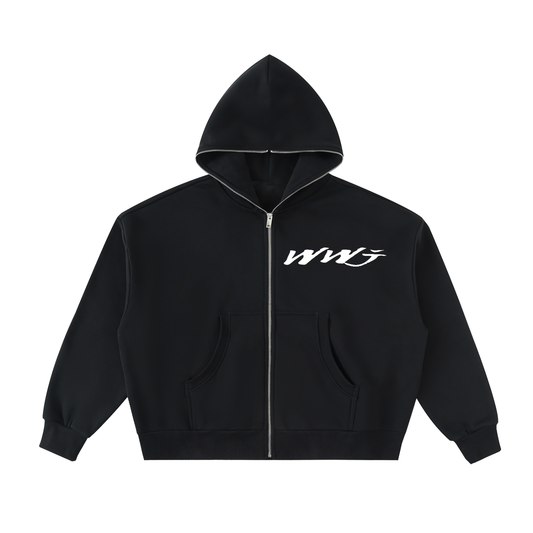 WWJ Mission - Fleeced Full-Zip Boxy Hoodie